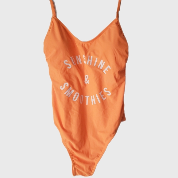 New Bright Orange One-Piece Swimsuit – Size 16 - Picture 1 of 3